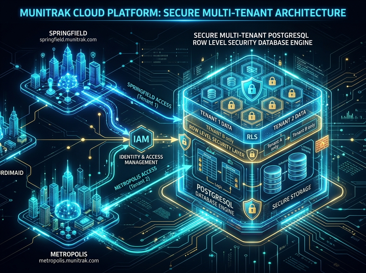 MuniTrak Multi-Tenant SaaS Architecture Diagram